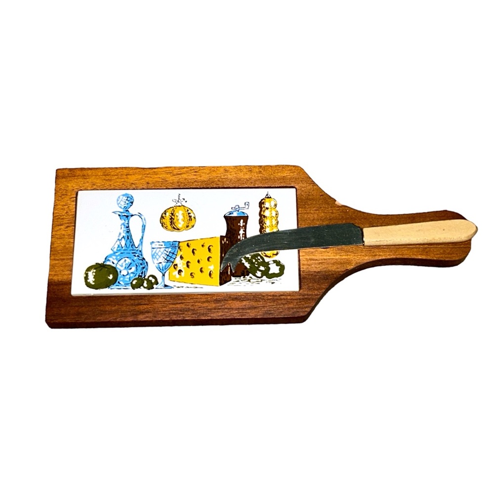 Vintage GoodWood cheese board knife trivet wine